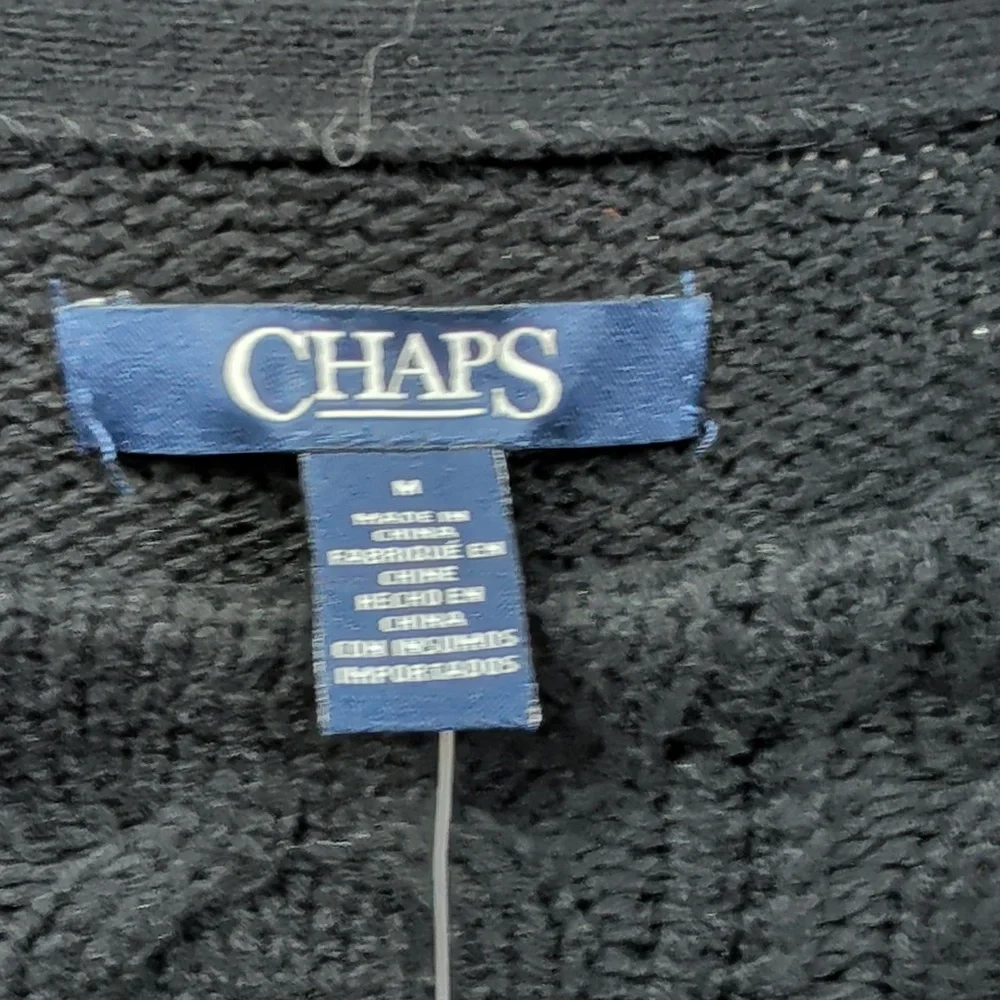Chaps Black Cable Knit Women's Sweater Medium New Nwt